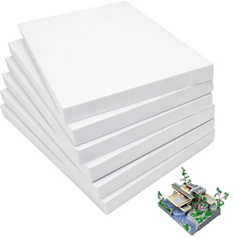 Wapasezyar Pannello in Schiuma Rigida, Pannello in Schiuma ad Alta Densità, Pannello in Schiuma per Artigianato e Modelli Fai Da Te, Blocchi Base per Diorama Kit di Costruzione per Hobby in Schiuma (6