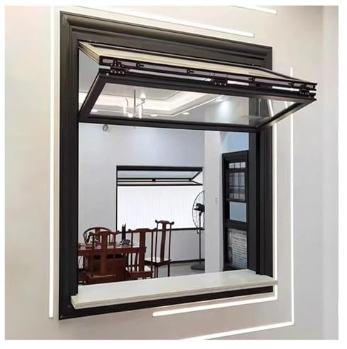 Finestra da portata pieghevole con vetro e serratura – Finestra in alluminio scorrevole verticalmente, doppia appesa, per carrelli spuntini, bancarelle, cucine commerciali ((WXH) 123 x 63 cm)
