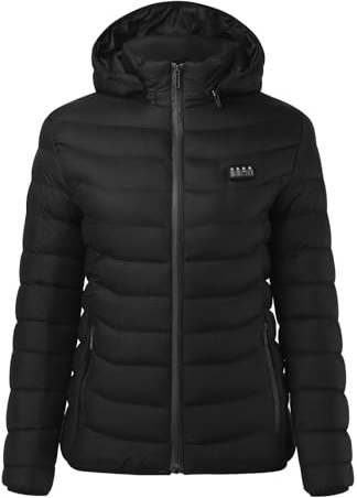 Manteau chauffant pour femme pour ski, pêche, équitation, avec 4 niveaux de température, 21 feuilles chauffantes, production de chaleur électrique, veste d'hiver rechargeable (noir, XL)
