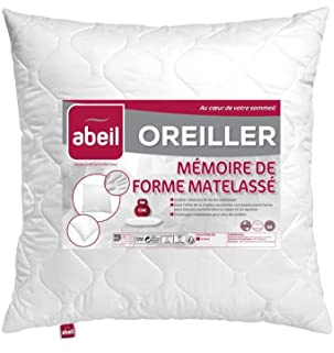 Abeil Cuscino a memoria di forma trapuntata, 60 x 60 cm, colore: Bianco