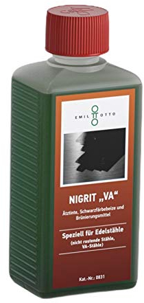 250 g Schwarzfärbe-Schnellbeize NIGRIT VA, zum Kaltbrünieren - Schwarzfärben und Korrosionsschutz für Edelstähle (nicht rostende Stähle, VA-Stähle)