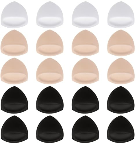 Bra Pads Inserts 10 Pairs, Sports Bra Pads Inserts for Women (Beige, Black, White), Fits A/B Cup