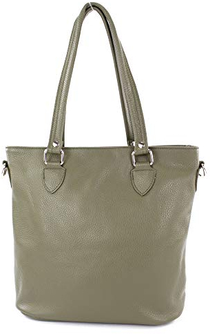 modamoda de - T215 - Italienische Ledertasche Shopper Large, Farbe:Olivgrün