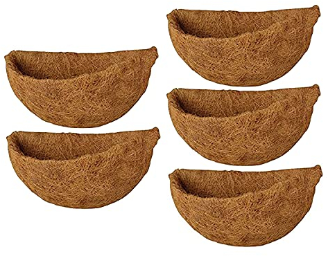 5 Stück halblange Hängepflanzenkörbe, halbrunde Ersatz-Pflanzkorb-Einlagen für drinnen und draußen, Hängekorb, Wandblumenkorb, halbrunder Wand-Pflanztopf (30,5 cm)