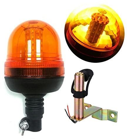 Girofaro Lampeggiante 60 LED Rotante Base Asta Flessibile Supporto Piantone a L 12v 24v per Camion Trattore Veicolo