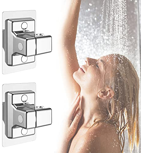 HAOMEEDUO 2 Stk Brausehalter ohne Bohren Duschbrause Halter 90°Verstellbar Duschkopfhalterung Universal Wandhalterung Duschkopf Silber Handbrause Halterung ABS Duschhalterung für Duschkopf Hotelbad