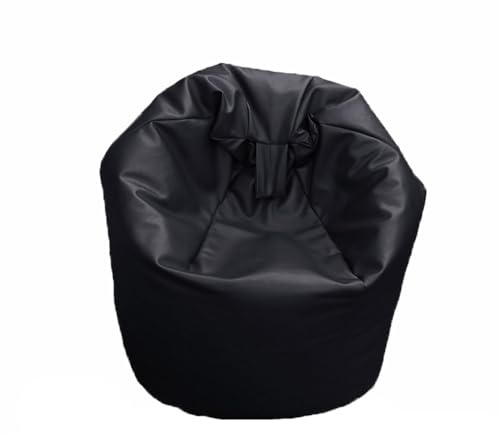 FAUX LEATHER Bean Bag Beanbag Gaming Chair Seat Lazy Lounger Couch (Black, Large (70 x 70 x 90 cm))