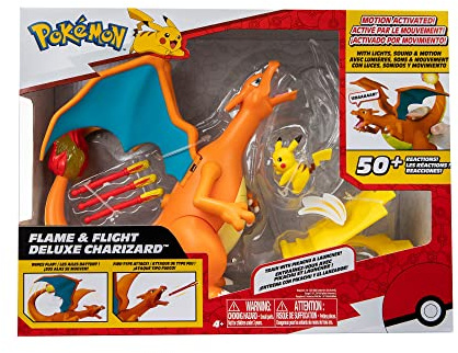 Bizak Pokemon Deluxe Charizard Electronico Vs Pikachu, Set con mas de 30 Luces, Sonidos y reacciones de Movimiento en su Forma de Volar (63223731)