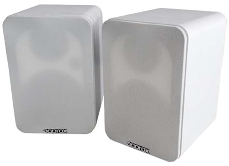 APPROX - Altoparlanti AUTOAMPLIFICATI APPSPK02 - Cassa in legno - 30W+30W RMS - Bluetooth - RCA - COASSIALE - OPTICA - USB - Telecomando (bianco)