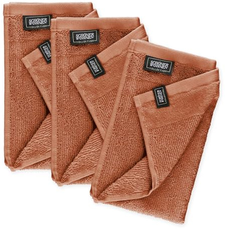 SCHÖNER WOHNEN Gästehandtücher 30x50 rot - Frottee Gästetuch Set im 3er Pack - Gesichtstücher Baumwolle Öko-Tex - klein - für Bad, WC, Baby, Kinder & Fitnessstudio - schnelltrocknend