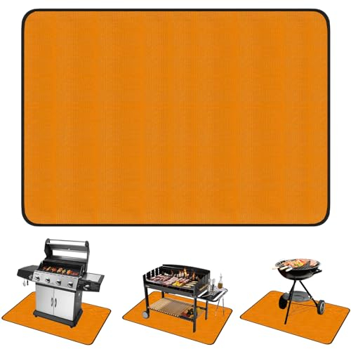 HENGYANG Tapis de barbecue - Protection du sol - Pour barbecue extérieur - Tapis ignifuge - Pliable - Pour foyer, pelouse, terrasse - Orange, HENGYANG1340