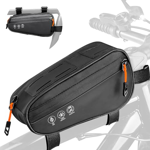 Eyein Bike Frame Bag, Waterproof Reflective Bike Triangle Bag with Two Side Pockets, Bicycle Top Tube Storage Pouch for Phone Cash, Repair Tool, Mini Pump Outdoor Riding MTB Road