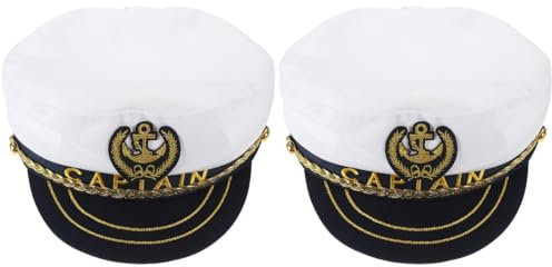 VALICLUD 2stücke Captain Hat Für Erwachsene Einstellbare Matrosenmütze Für Cosplay Yacht Und Karnevalspartys Bequeme Atmungsaktive Schiffsführer-haube