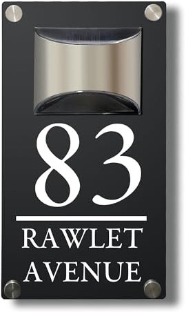 House Numbers Plaques with Solar Light Solar House Number Sign Solar Door Number Plaques for Wall Led House Numbers for Outside (black)