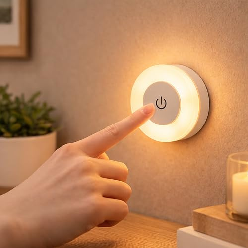 Geolex Home Rechargeable LED Night Light – Magnetic Stick On Mini Light, Wireless Dimmable Touch Lamp with 3 Colour Modes for Bedroom, Nursery, Hallway, Wardrobe & Cupboard