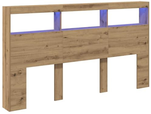 vidaXL Cabecero de Cama con LED Roble Artesanal 180x17x102 cm