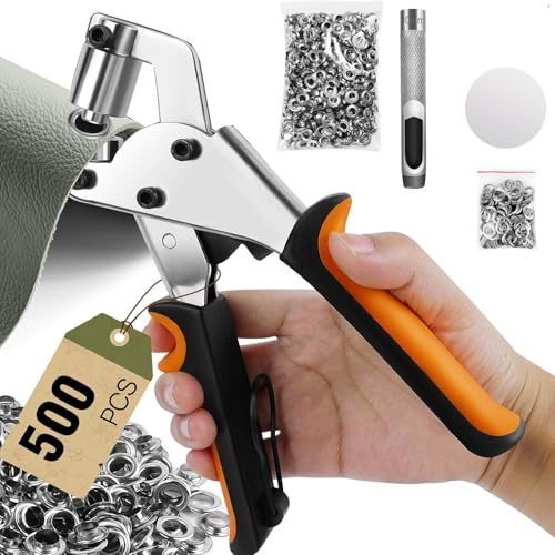 Ösen und Locher, Ösenstanze, Magnetische Ösen, Ösen-Set mit 500 Ösen (10mm), Ösenpresse, Lochzange, Ösenhandzange, Ösen-Set für Planen, Stoffe, PVC-Banner