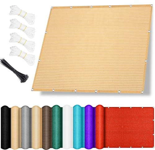 Toldo Vela Rectangular 180 x 350 cm, Protección Solar, Transpirable Resistente Al Desgarro y Al Viento, Toldo Vela de Sombra Retcangular para Jardin, Patio, Piscina, Beige
