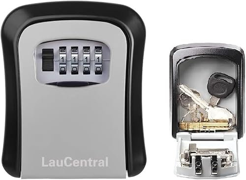 LauCentral Seguridad para Llaves – Caja de Bloqueo Seguro con combinación de 4 dígitos, Resistente a la Intemperie para Uso al Aire Libre, Ideal para Compartir y Guardar Llaves seguras.
