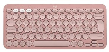 Teclado - Teclado inalámbrico Compacto con 2 Puertos, diseño ergonómico en Color Rosa, conexión Bluetooth, batería de Larga duración, Ligero y portátil.* #*