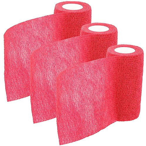 MUELODSIC Hockeyschläger Griffband 3 Rollen Rot 10cm x 4,5m rutschfest Elastisch Schweißabsorbierend Für Hockey Badminton Tennisschläger Training
