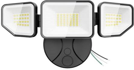 Meloght Flood Light Outdoors, 65W 6500 Lumen Super Bright LED Security Lights, 3 Adjustable Heads, IP65 Waterproof, 6500K Daylight Wall Mount Outdoor Flood Light for Yard, Garage