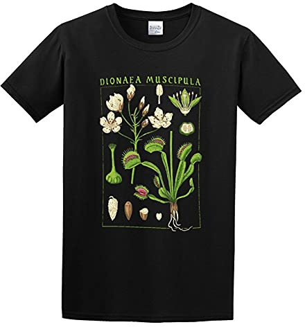 Funny Venus Fly Trap Botanical Garden Plant Print Botany Bloom Fruit Flower Graphic Tee Printed Top Shirt for Mens T-Shirt Black 3XL