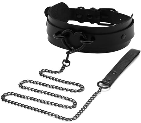 Aufordebatis Black Heart Choker Collar for Women, PU Leather Goth Necklace Body Chain Set for Punk Emo Y2K Cosplay Accessories