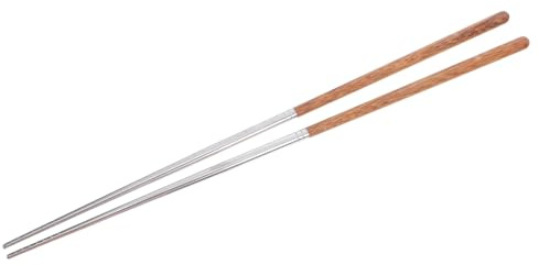 Toyvian Bacchette Cinesi da Cucina Extra Lunghe in Acciaio Inossidabile con Manico in di Ala di Pollo Antiscivolo e Resistenti al Calore per Hot Pot Frittura e Noodles