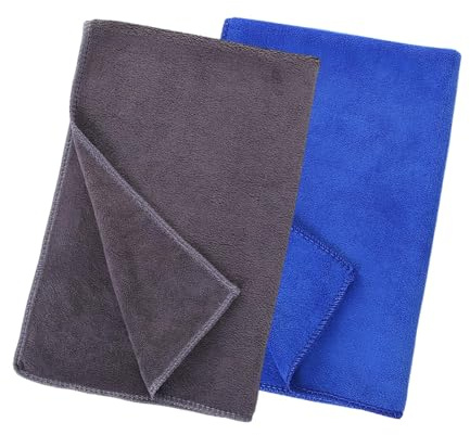 Vroxdrez® Panni In Bambù E Cotone, 2 Pezzi, Panni Per La Pulizia Senza Pelucchi – Assorbenti E Delicati, Perfetti Per Superfici Delicate In Cucina E Bagno, Resistenti Ed Ecologici (Blu e Grigio)