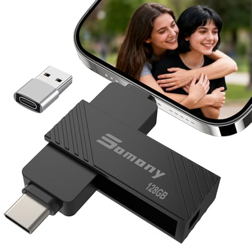 Chiavetta USB 128gb per Phone,Chiavetta Usb C Memoria Esterna per scaricare foto,Video,documento,flash drive 3.0,Photo Stick,3 in 1 USB Stick per iOS/Android/Smartphone/Pad/PC/Mac,Nero