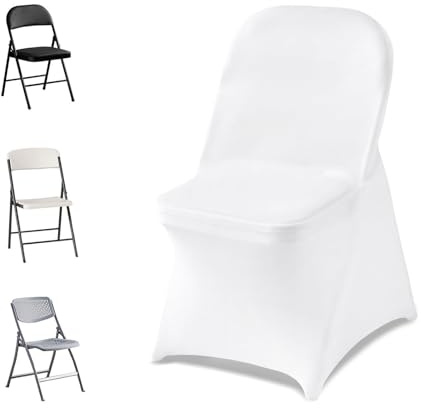VEVOR Stretchiga överdrag för matstolar i polyester och spandex, avtagbara och tvättbara skyddsöverdrag, universellt för bröllopsbankett, fest och middag, 32 st, vit