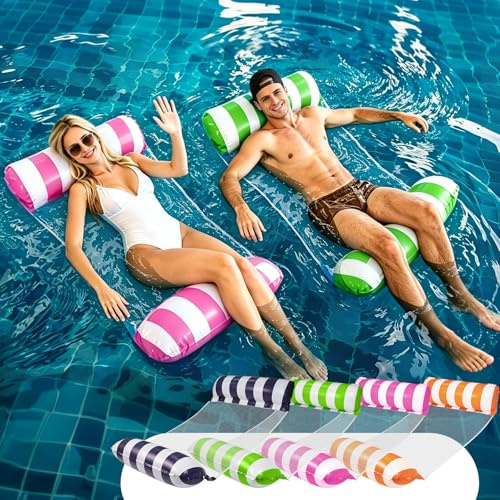 Viechoes Amaca Galleggiante per Piscina e Mare, Materassino Gonfiabile con Rete per Adulti, Poltrona e Tubo Galleggiante, Set da 4 Pezzi con 2 Camere d'Aria per Relax Estivo
