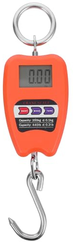 WRITWAA Báscula Digital Colgante para Equipaje 200 Kg, Báscula de Mano Pequeña Portátil, Gancho de Acero Resistente, Pantalla Lcd Clara para Viaje y Uso Industrial