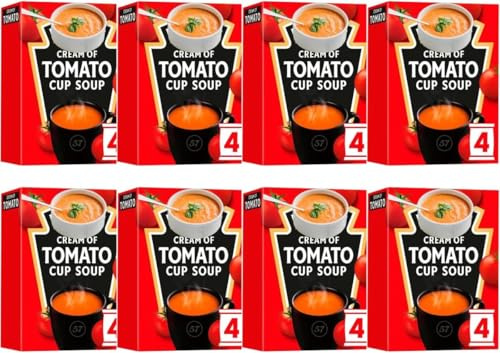 Cup a Soup Cream of Tomato Cup Soup, Low Fat, Vegetarian, No Added MSG, Pack of 8, 16 Servings, 22g Each