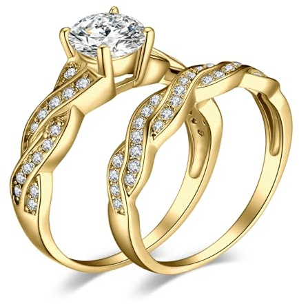 JewelryPalace Wrap Ring Infinity Förlovningsring Par Vigselringar Ring Silver 925 Kvinnor, Zirkonia Vigselringar Damer Vigselringar Frieri Ring Memoir Ring Set, Damsmycken Roséguld Guld