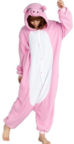 Unisex Pink Pig Onesie Fancy Dress Costume Hoody Pyjama Sleep wear Carnival Costume S(height 150cm-160cm)