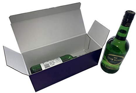 5 x Wine Spirits Champagne Bottle Presentation Gift Postal Shipping Mailing Boxes Carton 300 x 115 x 108mm - White/Black/Red/Blue (Blue)