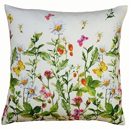 Kissenhülle, 40x40cm Sommerwiese mit Schmetterling - (18-182-KH)