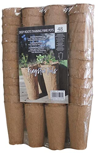 Kingston Tools Lot de 48 pots en fibre extra longs de 9 cm de haut – Pâte de bois biodégradable sans tourbe – Idéal pour les semis, les semis et la coupe