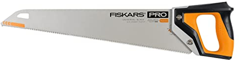 Fiskars Pro Handsäge für Holz, Laminat und PVC, Sägeblattlänge: 50 cm, 9 TPI, Schwarz/Orange, PowerTooth, 1062919