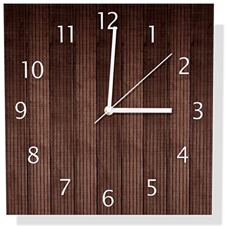 Wallario Design Wanduhr Holzmuster - Oberfläche mit Holzmaserung VII aus Aluverbund, Alu-Uhr Größe 30 x 30 cm, weiße Zeiger mit Metalloptik