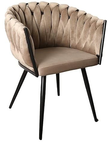 Pole to Pole Esszimmer Stühle - Wave Küchenstühle Modern - Armlehnstuhl - Samt Stuhl - Sand Weiß