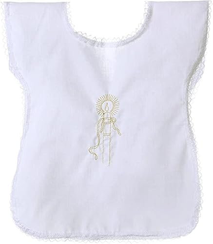 Camisa/Vestido de bautizo unisex – Talla única unisex (bordado de vela)