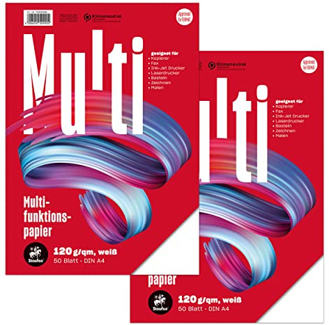 Staufen Stil multifunktionspapper, DIN A4, 120 g/m², färg vit – 2-pack med 50 ark vardera
