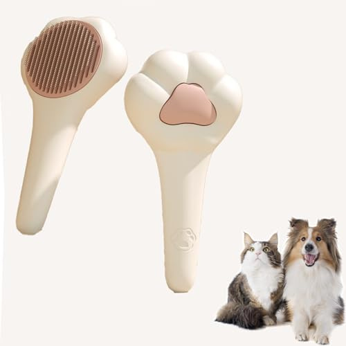 Csirnto Spazzola per gatti con pulizia automatica, per la rimozione di peli sciolti e peli estesi | Omologato per cani e gatti a pelo corto o lungo | grigio bianco