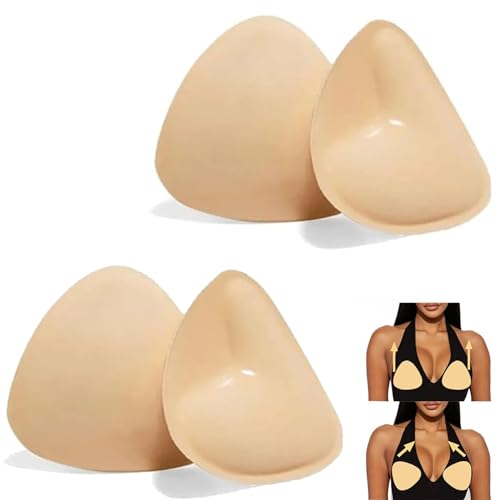 2 Paires Coussinets Soutien-gorge et Volumateurs, Bikini Inserts de Soutien-Gorge en Silicone Push Up Breast Enhancer, Amovibles Rehausseur de Poitrine pour Bikini, Forme tri-Angle (A+B)