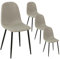 Homy Casa Lot de 4 chaises de Salle à Manger en Tissu flammé Doux avec Pieds en métal Noir pour Cuisine, Salle à Manger, Salon, Chambre à Coucher, Beige foncé