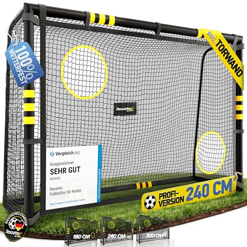 Racetex porta calcio bambini e adulti con [rivestimento anti-ruggine] - Porte da calcio grandi inclusa di picchetti - Porta calcio professionale con imbottitura - Porta da calcio - 240cm x 160cm