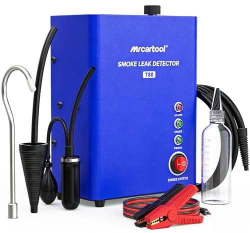 MRCARTOOL T80 Automotive Smoke Machine Leak Detector with Built-in Air Pump EVAP Vacuum Smoke Diagnostic Tester Smoke Machine Leak Tester Pipeline Fuel Leakage Detector for 12V Car, Motorcycle, Boat